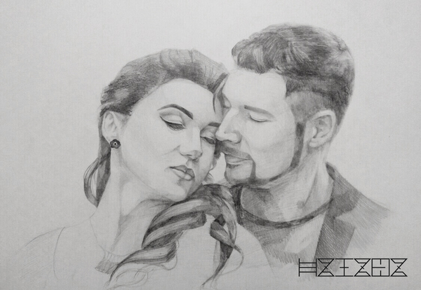 Portrait of lovers - My, Portrait, Lovers, Love, Pencil, Creation, Drawing, Artist