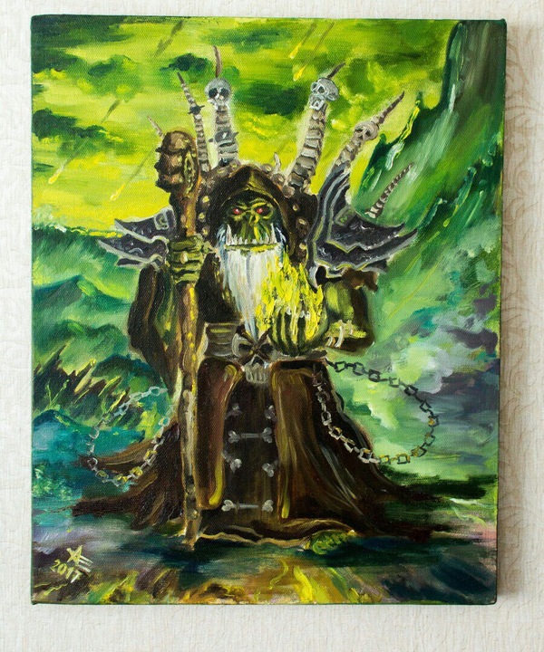 Dedicated to fans and lovers - My, Games, Fan art, World of warcraft, Oil painting, Artist, Guldan, Draenor, Painting