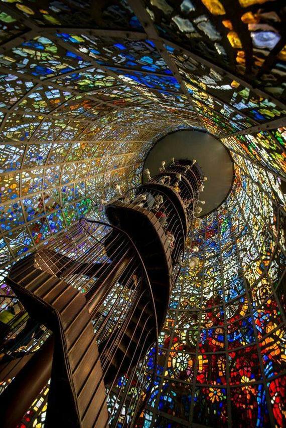 Stained glass tower, Japan - Stained glass, Stairs, Japan