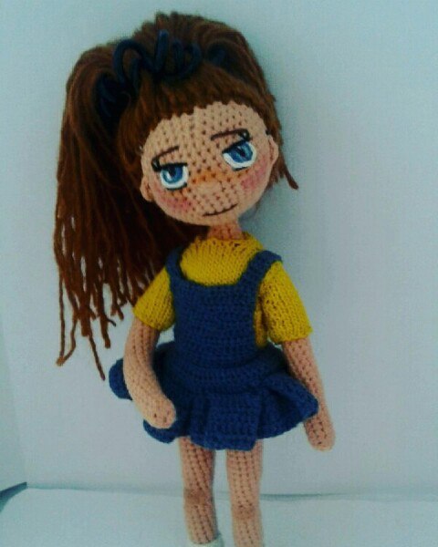 At my leisure I knit toys, this doll is 16 cm, frame, hairstyles can be changed. Crocheted from cotton 0.5 mm. - My, Knitting, Doll, Amigurumi, With your own hands, Longpost