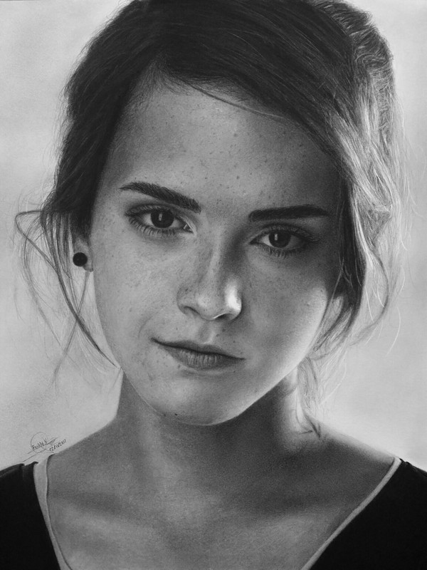 Emma Watson. Pencil drawing (charcoal and graphite) - Emma Watson, Drawing, Not mine, Reddit, Images