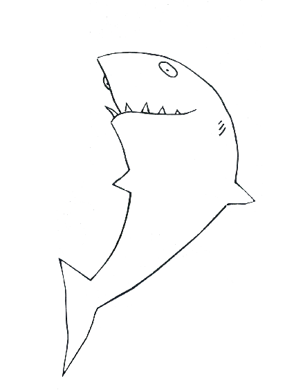 We draw a shark - My, Children, Children's drawings, Pencil, Watercolor, Master Class, Shark, , GIF, Longpost