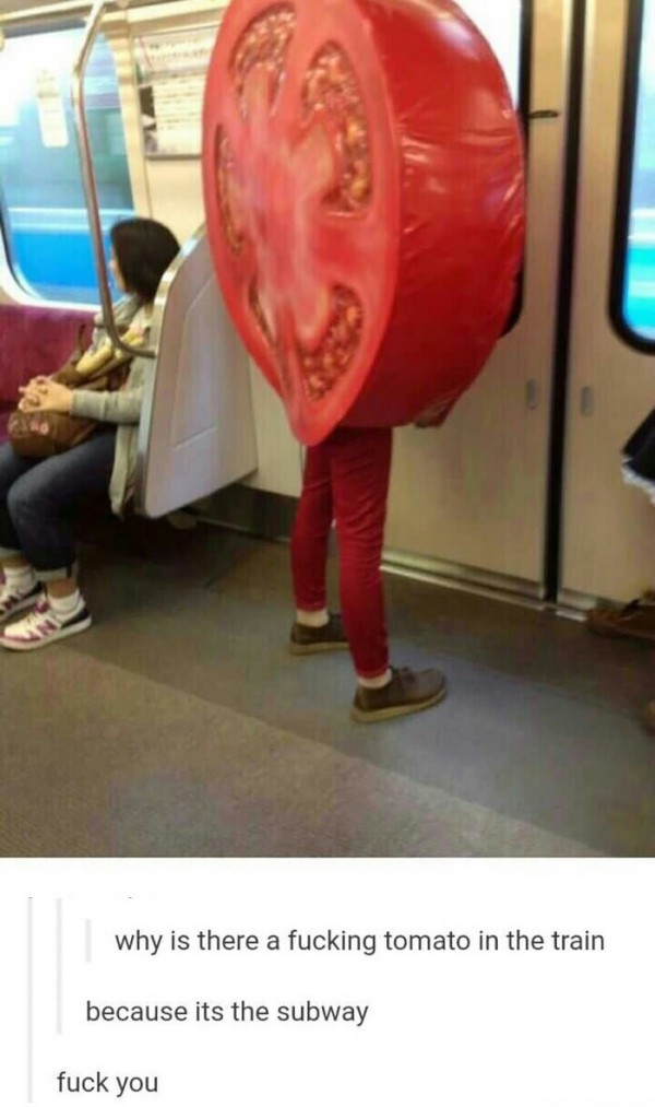 Seriously? - Tomatoes, A train, Mat