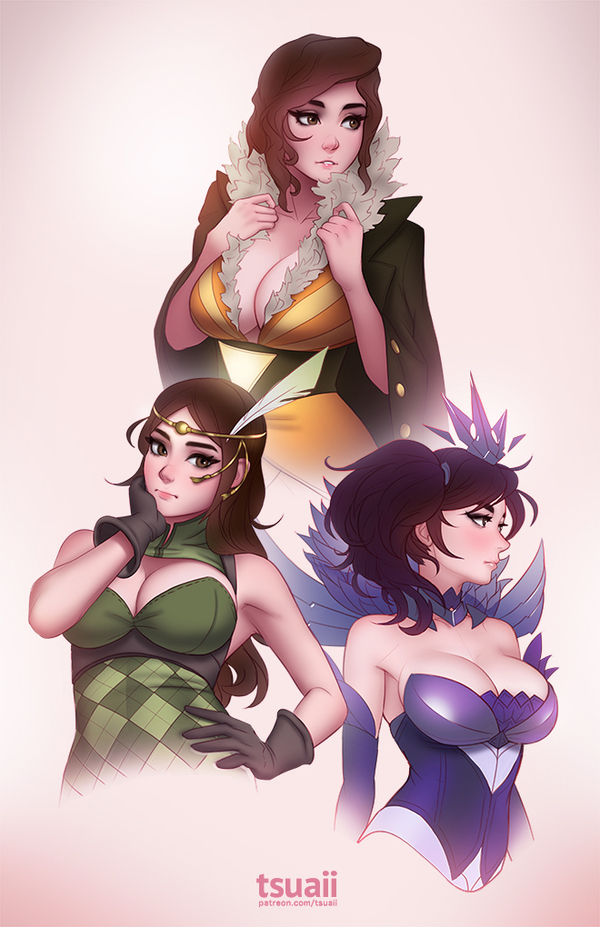 Mea as Red, Noire, and Elementalist Lux , , League of Legends, , Tsuaii, Red,  Transistor
