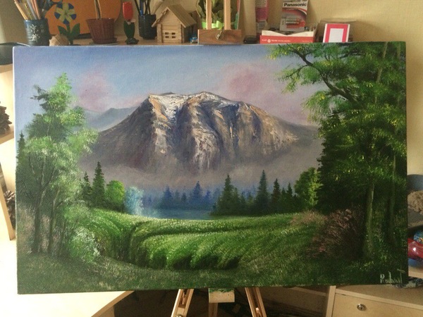 The mountains. - Artist, Oil painting, The mountains, Forest, Landscape, Art
