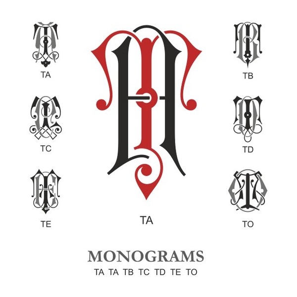 Vector monograms in heraldic style - Clipart, Laser cutting, Monogram, Longpost