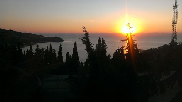 View from the window of the husband's sister - My, Black Sea, View from the window, Crimea, , beauty, Life is good