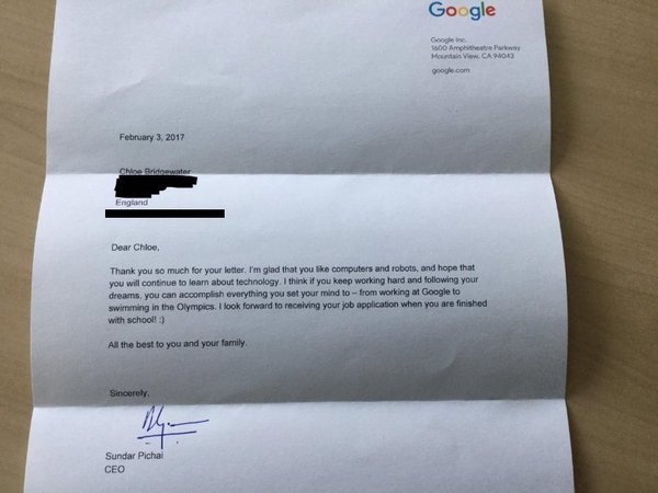 The head of Google personally responded to the resume of a 7-year-old girl - Google, Interesting, Story, Life stories, Cool, , Работа мечты, My first job
