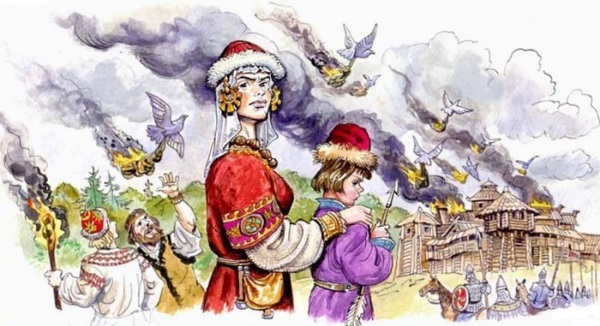 Княгиня Ольга сжигает Искоростень. | Фото: <!--noindex--><a href="https://pikabu.ru/story/koshkikamikadze_i_golubipodzhigateli_neobyichnyie_voennyie_taktiki_13985499?u=http%3A%2F%2Fkorostenlife.com.ua&t=korostenlife.com.ua&h=c859c0415e23c3faa6de185e387ba6db614cd2ca" title="http://korostenlife.com.ua" target="_blank" rel="nofollow noopener">korostenlife.com.ua</a><!--/noindex-->.