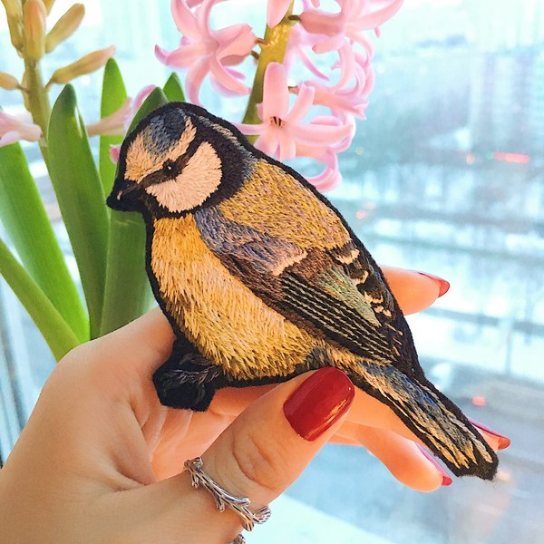 I embroider birds. Blue tit. - Embroidery, Birds, My, Lazorevka