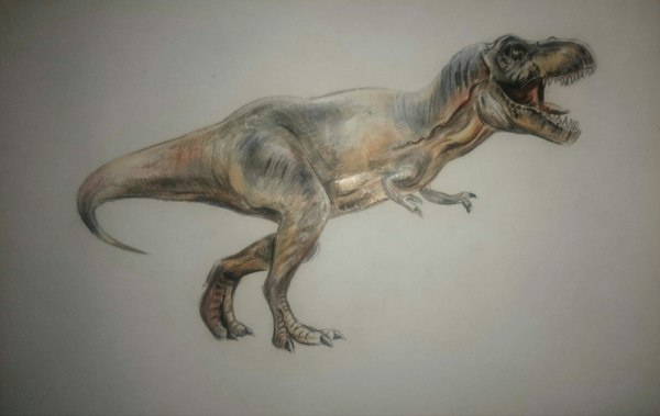 Tyrannosaurus :D - My, Drawing, Dinosaurs, Colour pencils