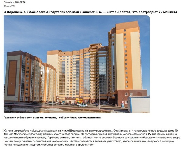 Header art: a calomer started up in Voronezh - , Notes, Journalism, Voronezh, Heading