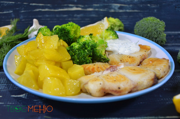 Blue shark steaks with potatoes and broccoli - My, Cooking, Food, A fish, Recipe, , Longpost