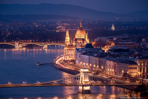 Parliament. - My, Evening, Architecture, Budapest, Hungary, Bridge, River, Parliament, Embankment
