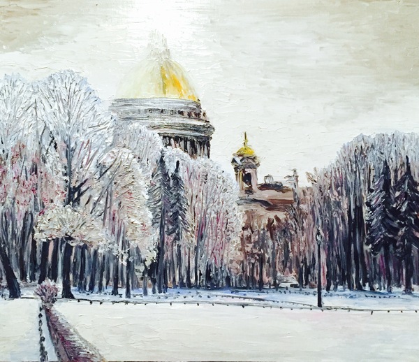 Winter Isaac - My, Saint Petersburg, Saint Isaac's Cathedral, Russia, Painting, Canvas, 