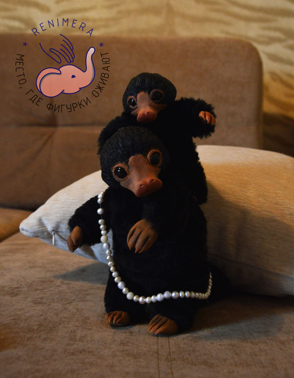 Niffler family - My, Nyuhler, Figurine, Handmade, Polymer clay, Mixed media, Longpost, Figurines