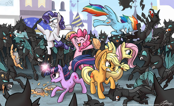 Mane 6 vs The Changelings - My little pony, PonyArt, Mane 6, Changeling, , Serials, John joseco