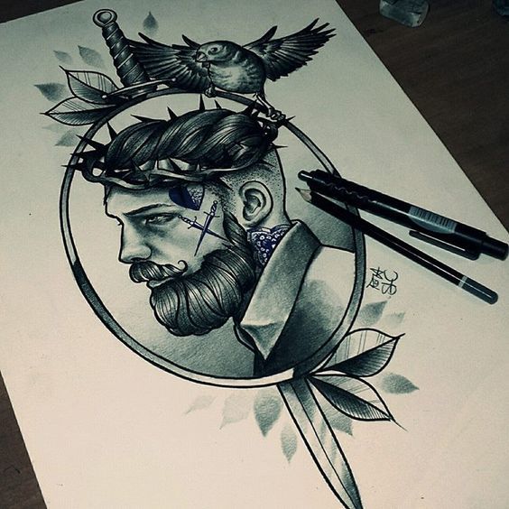 On the eve of the holiday - Tattoo, Tattoo Lovers League, Longpost, Beard, Sketch, A selection