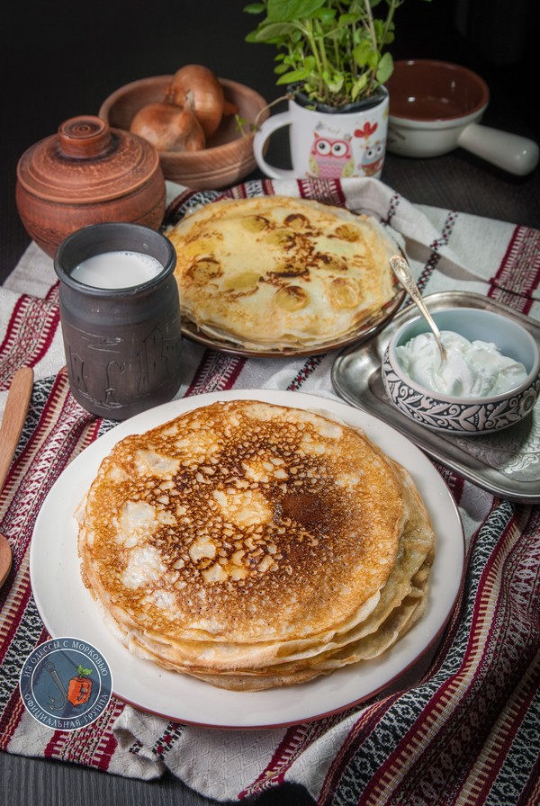 Simple pancakes on kefir. - My, Maslenitsa, Pancakes, From Odessa with carrots, Recipe, Cooking, Food, Longpost