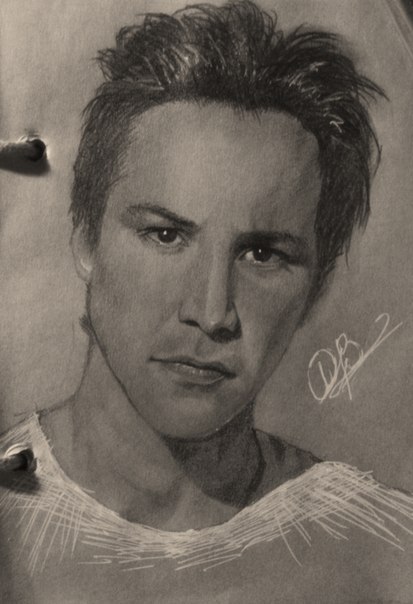 Keanu Reeves - Sketchbook, Artist, Portrait, Keanu Reeves, Pencil, Creation, Drawing, My