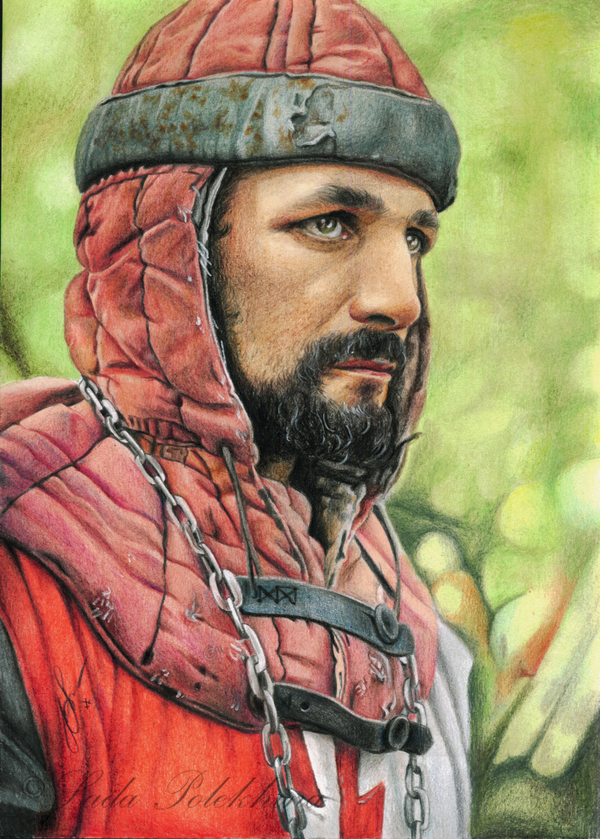 Drawing with colored pencils. - My, My, Drawing, Portrait, Colour pencils, Sir John, Knight, Knights