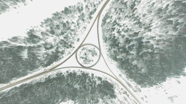 road ring - My, Quadcopter, Winter, Road, Forest, Phantom 4