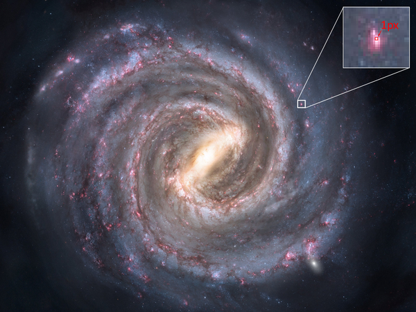 Расстояние до планетарной системы TRAPPIST-1 составляет 40 световых лет - меньше половины пикселя на этом изображении