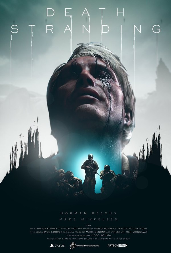 Довольно неплохой фан-арт постер Death Stranding, который ретвитнул Хидэо Кодзима. - Постер, Хидео Кодзима