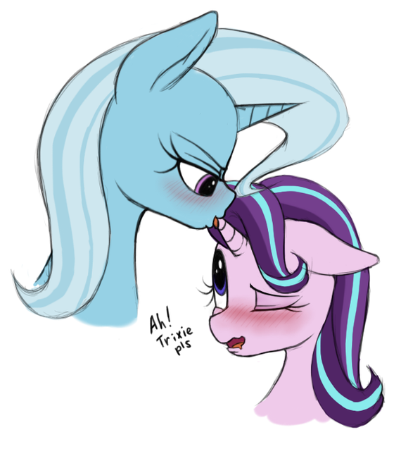 Hornjob - NSFW, My little pony, Trixie, Starlight Glimmer, MLP Lesbian, Shipping, MLP Edge