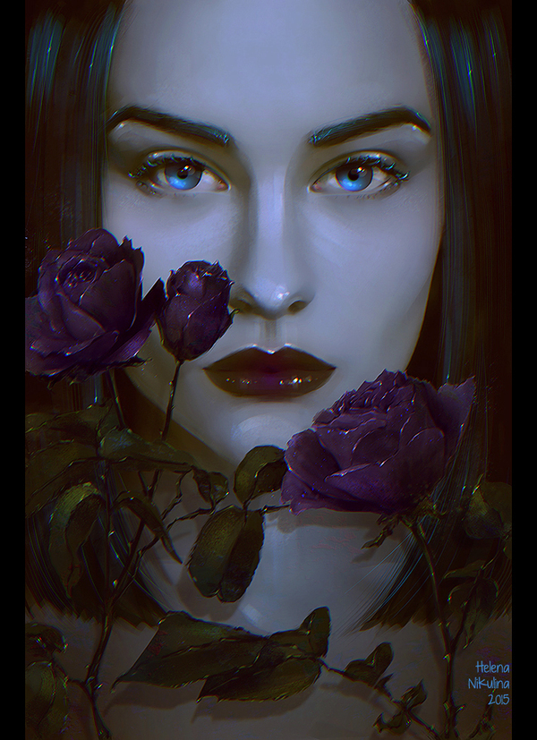 Dark Flower. - My, Art, Elena Nikulina, Female, Flowers, the Rose, Women