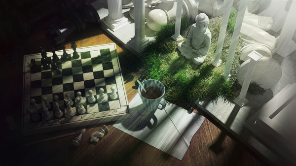 Chess - My, 3DS max, Art, Buddha, Photoshop