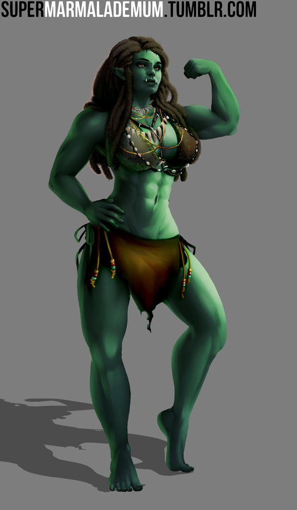 Orc lady - , Art, Strong girl, Orcs, Monster girl, Fantasy, Greenskins