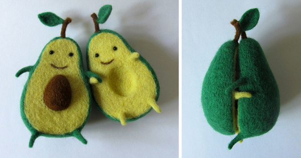 Felt Avocado Love - Wool toy, Avocado