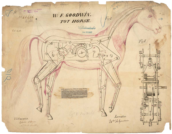 Mechanical horse patent. 1867 - Horses, Patent