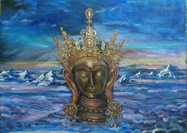 Green tara
 - My, Deity, Buddhism, Oil painting