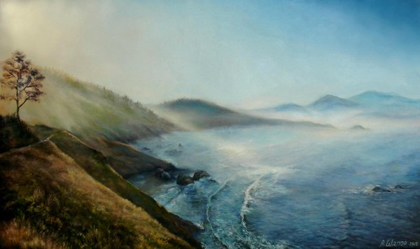 Morning oil on canvas, 150x90 - My, Sea, Oil painting, Canvas, Painting