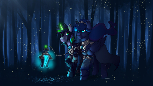 In the night forest. - My little pony, My, Original character, Princess luna