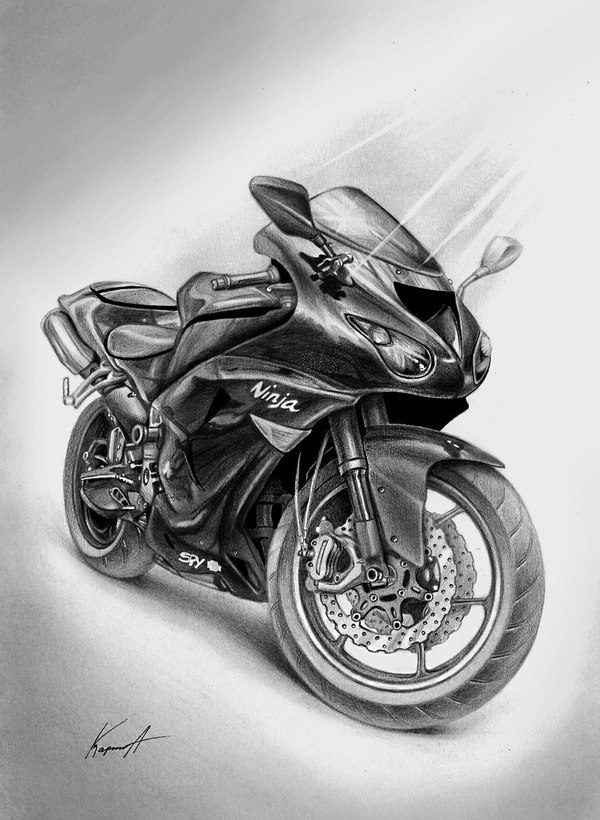 Motorcycle drawing! Love! A4, pencil)))) - My, Moto, Artist, Drawing, , Pencil drawing, Motorcyclist, Motorcyclists