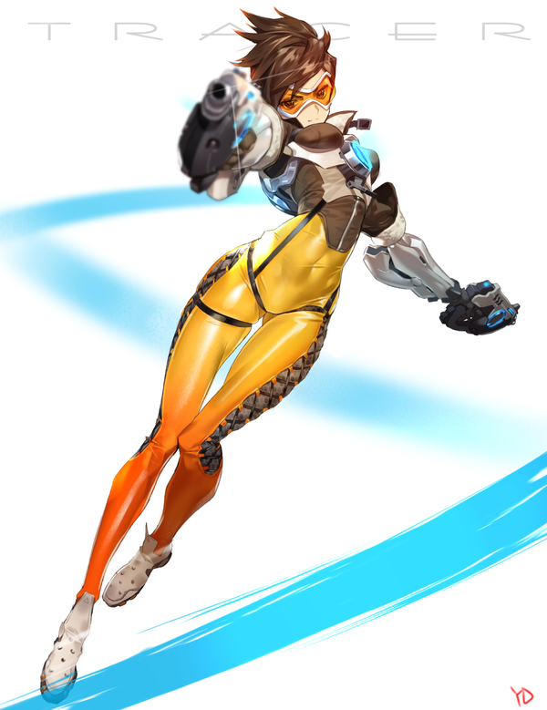 Overwatch / Tracer. - Not anime, Games, Blizzard, Overwatch, Tracer, Anime art, Art