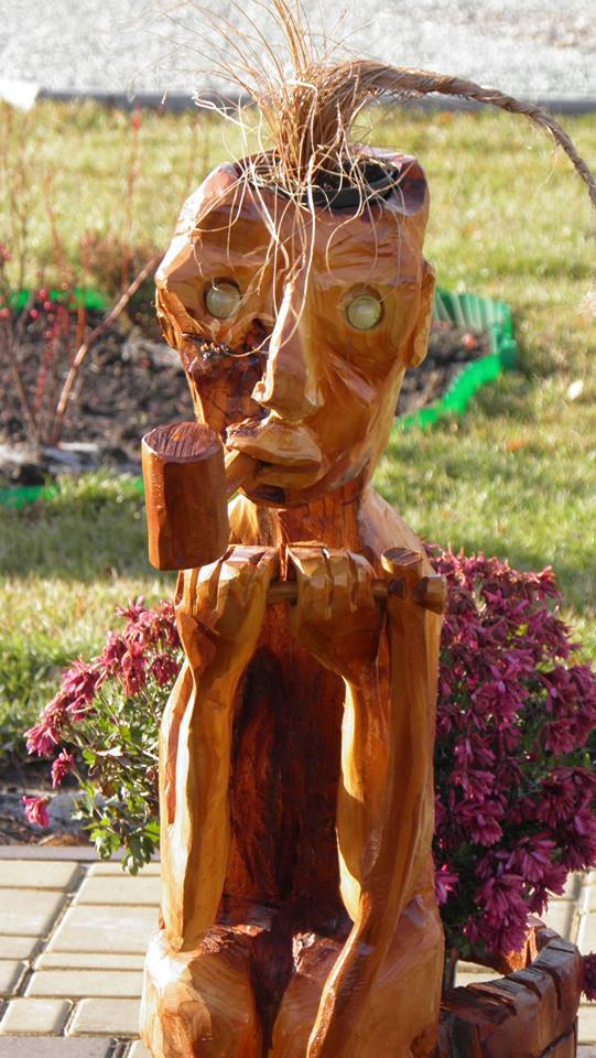 Cut out a little. - My, Tree, Wood carving, Chainsaw, , , Garden figures, Longpost, Decor