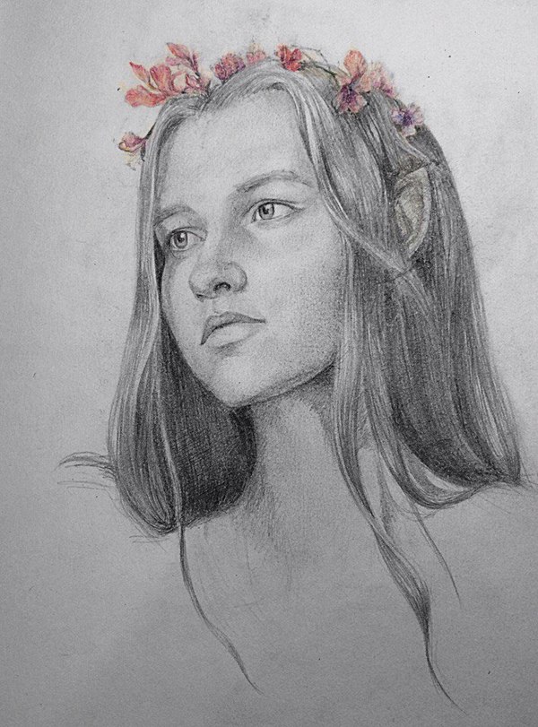 Elf girl - My, Art, Pencil, Portrait, Art