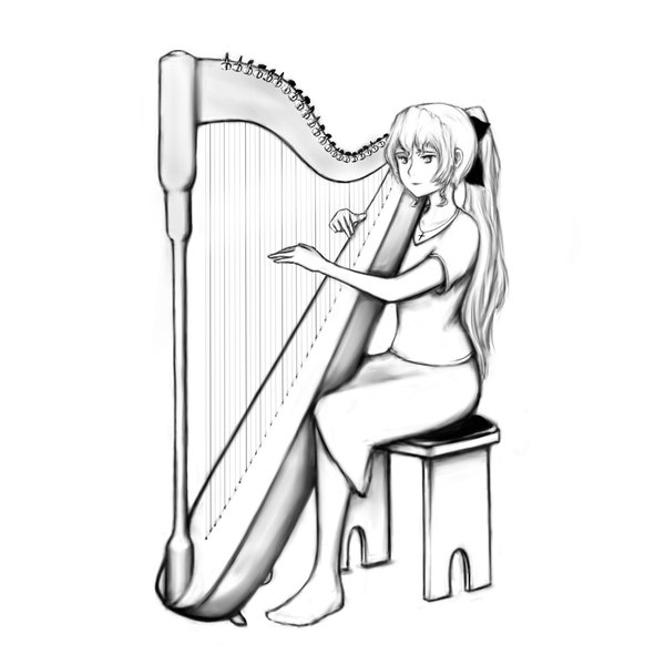 Playing her harp , , Anime Art, Lilly Satou, Katawa Shoujo,  , 