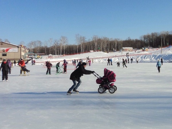 Cheerful dad - My, Dad, Ice rink, Fun, Father