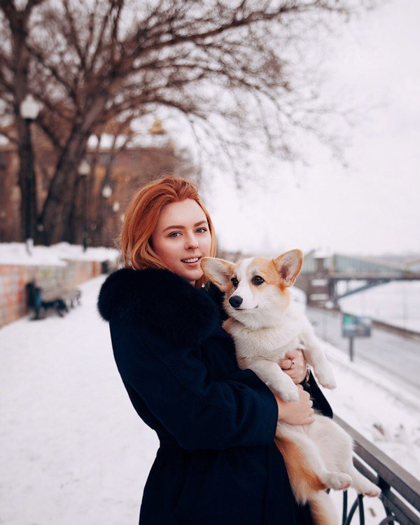 Ryzhiki - Beautiful girl, My, Dog, Longpost, Redheads, Corgi