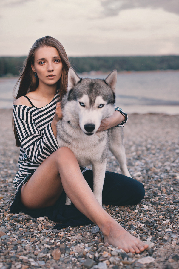 Blue eyes - Husky, Beautiful girl, My, Longpost, The photo