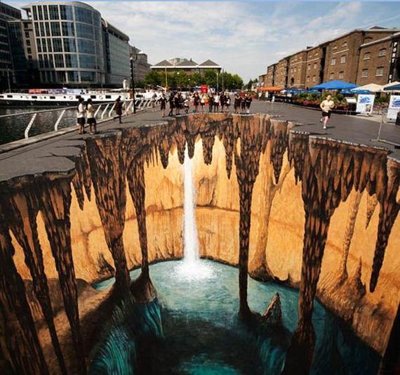 3D drawings on asphalt with chalk by Kurt Wenner - Painting, 3D, Art, Longpost