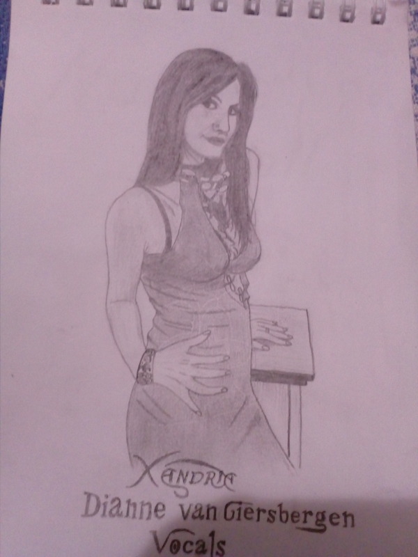 Diana Van Giersbergen - Xandria. - My, Drawing, Pencil, Notebook, Portrait, Xandria