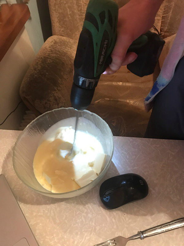 When your boyfriend is adventurous) - My, Shurik, Mixer, Cream, Longpost