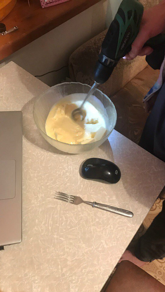 When your boyfriend is adventurous) - My, Shurik, Mixer, Cream, Longpost