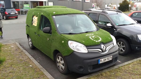 Grass on the car - My, Auto, Germany, , Dumb and Dumber, Bus, Video, Dumb and Dumber (film)